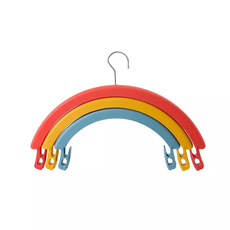 Three Layer Rotatable Hanger, Creative Rainbow Shaped Hanger With Windproof Clip, Multifunctional Three Layer Bed Sheet Drying Racks Three Layer Rotatable Hanger, Creative Rainbow Shaped Hanger With Windproof Clip, Multifunctional Three Layer Bed Sheet Drying Racks